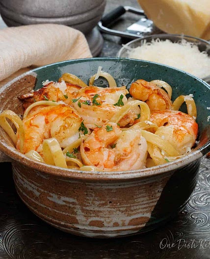 Shrimp Fettuccine For One