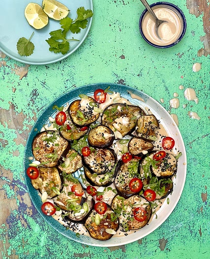 Creamy soy and garlic aubergines | John Gregory-Smith
