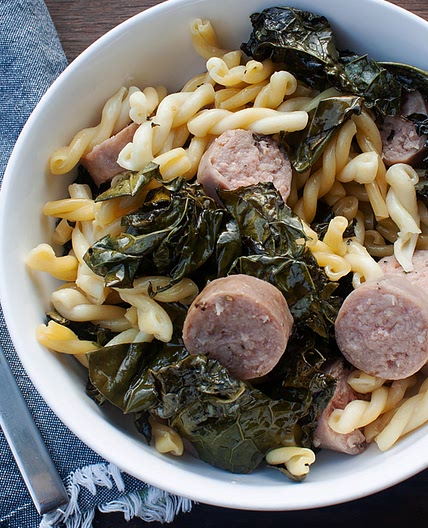 Garlicky Greens with Sausage and Pasta