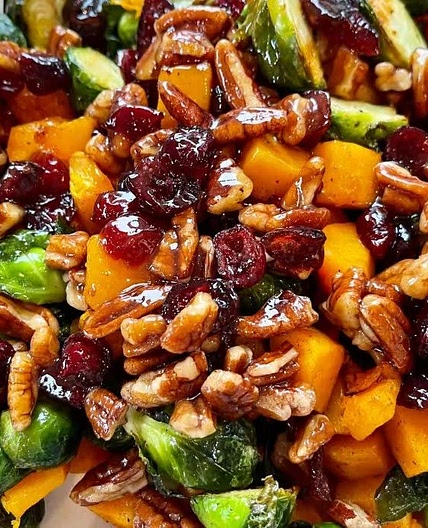  Maple Pecan Butternut Squash and Brussels Sprouts