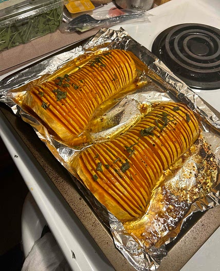 Hassle-back butternut squash 