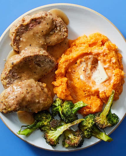 Turkey Meatloaf with Sweet Potato Mash