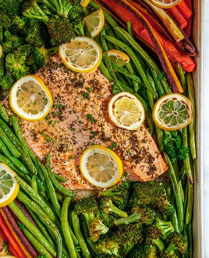 Lemony Salmon with Roasted Vegetables