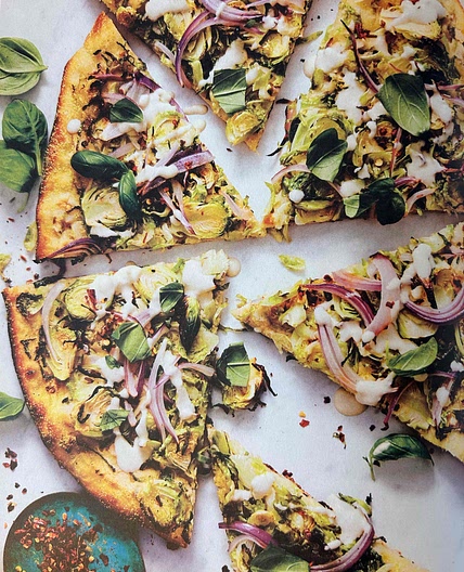 Shredded Brussels Sprouts White Pizza
