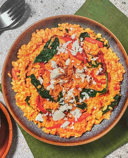 Oven-baked lemon and veggie ‘Nduja risotto