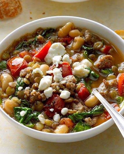 Spinach and Sausage Lentil Soup