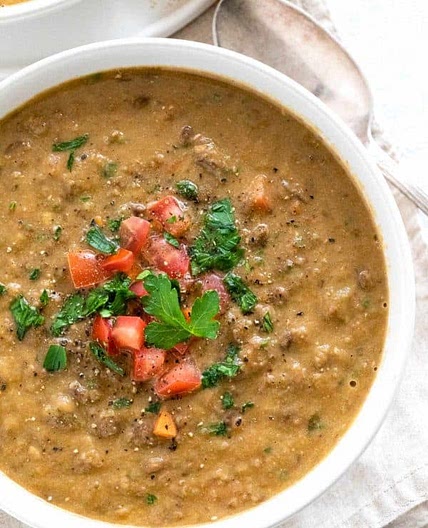 Spiced Lentil Soup with Lemon and Herbs