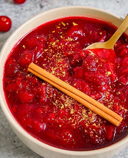 Homemade Cranberry Sauce (refined sugar free)