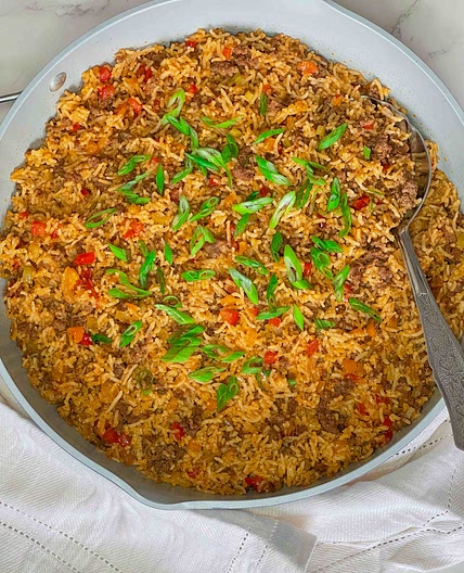 One Pan Cajun Dirty Rice