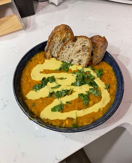 Simple Red Lentils and Chickpea Bowl