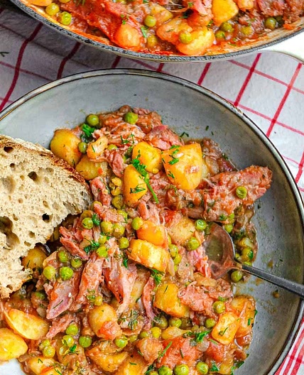 Potato Stew with Peas and Ham Hocks