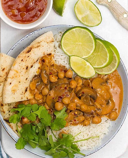 Healthy Mushroom and Chickpea Curry