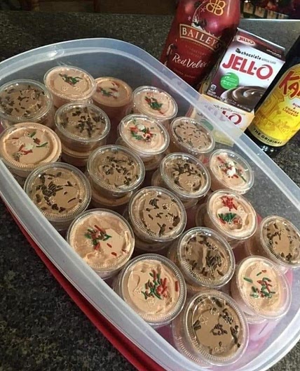 Christmas chocolate pudding shots