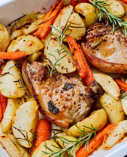 Honey Mustard Pork Chop Tray Bake