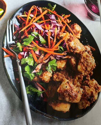 Satay chicken with Asian slaw