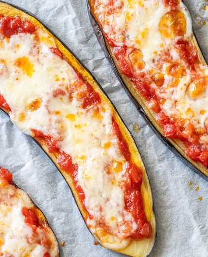 KETO. Botes Pizzas de Berenjena