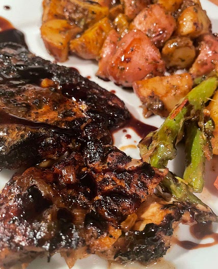 Pan-Charred Fish in White Wine Citrus Sauce & Balsamic Reduction