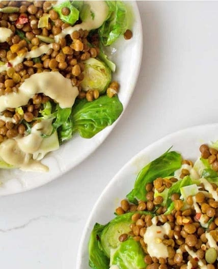 Sautéed Brussel Sprouts with Lentils