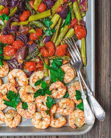 Sheet Pan Roasted Shrimp with Mediterranean Vegetables