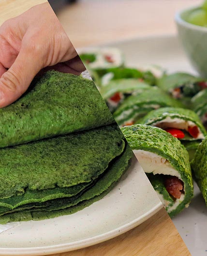 Two-Ingredient Spinach and Egg Wraps: Healthy, Protein-Packed, C