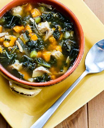 Slow Cooker Turkey Soup with Kale and Sweet Potatoes