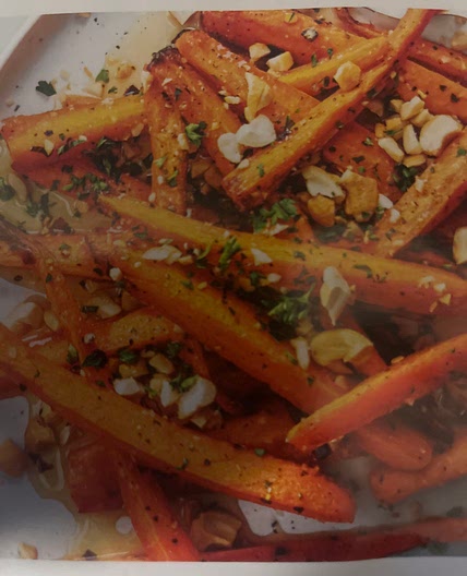 Crispy Roasted Carrots with Spicy Honey & Cashews
