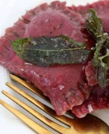Beetroot Ravioli with Goats cheese