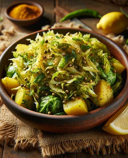 Emerald Spice Cabbage and Potato Bhaji