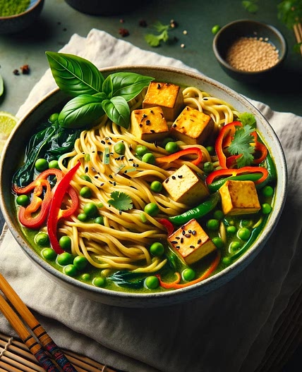 Thai Green Curry Tofu Noodle Bowl