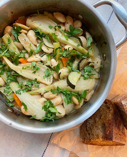 Braised fennel & butter beans