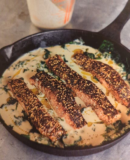 Saumon au zaatar et au tahini