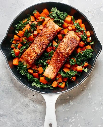Spicy Salmon Sweet Potato Skillet