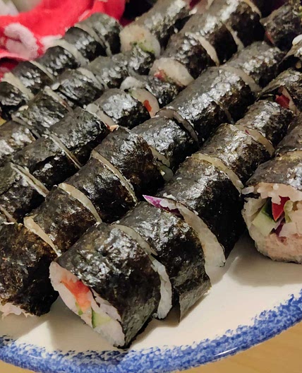 Sushi rolls with tuna and surimi