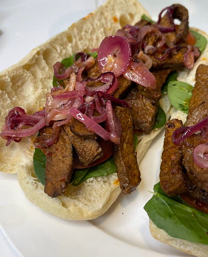 Nduja Steak Sandwich with Caramelised Red Onions 