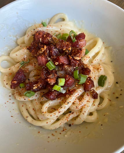 Miso udon carbonara 