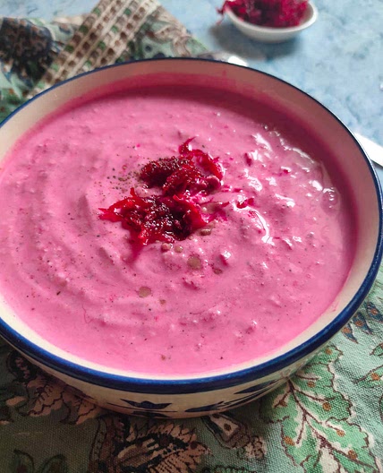 Beetroot Raita Recipe {Indian Yogurt Beet Dip}