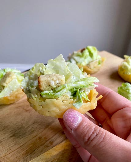 Parmesan Caesar salad cups