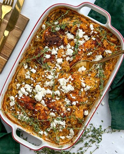 Chicken in herb butter with rice pilaf