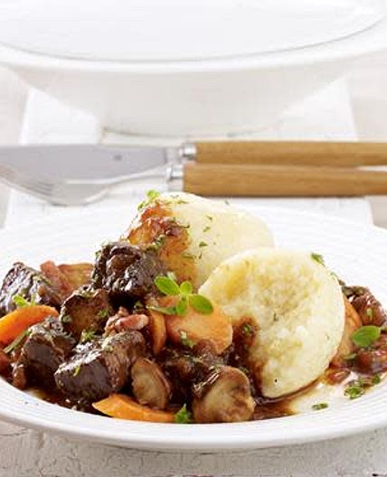 Juicy Goulash with potato dumplings