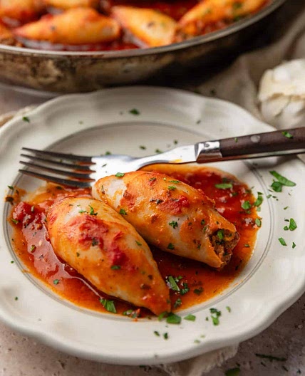 Baked Italian Stuffed Calamari Recipe in Tomato Sauce