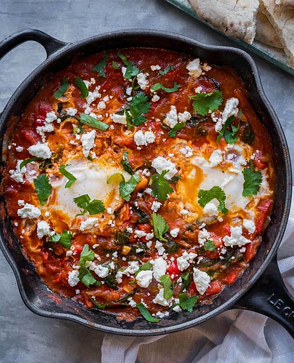 Shakshuka with Feta and Spinach