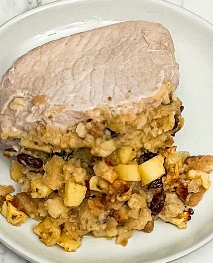 Apple Raisin Stuffed Boneless Pork Chops -