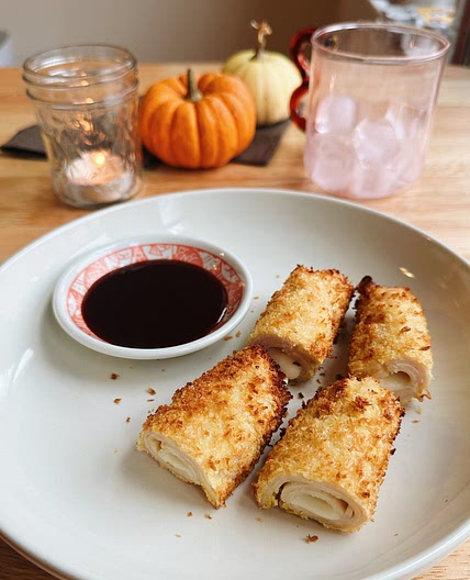 Air Fryer Rolled Chicken and Cheese Katsu