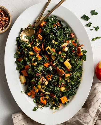 Chopped Tuscan Kale Salad with Roasted Sweet Potatoes