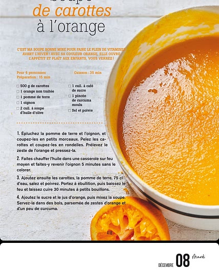 Soupe de carottes à l'orange 