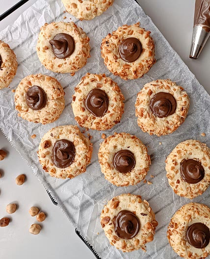 Chocolate Hazelnut Thumbprint Cookies