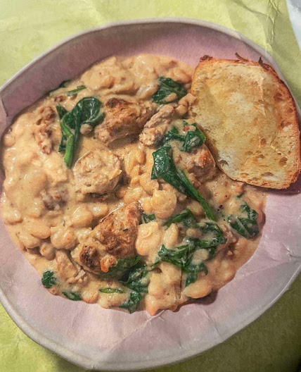 Creamy sausage and butter bean cassoulet 