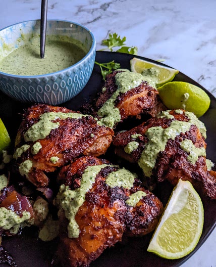 Peruvian Chicken with Green Cilantro Sauce