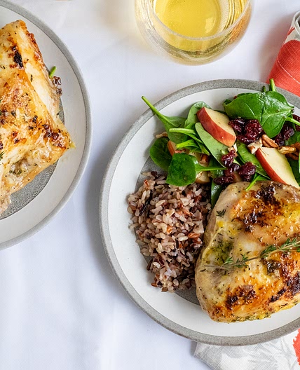 Crispy Chicken Breast with Wild Rice, Cranberry and Apple Salad