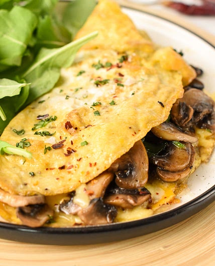 Kale and Mushroom Omelet with Almond Milk Ricotta